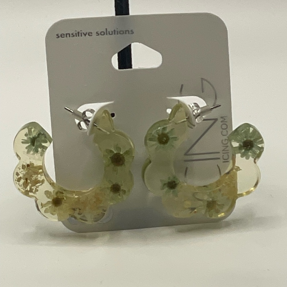 Icing Green and Gold Floral Earrings